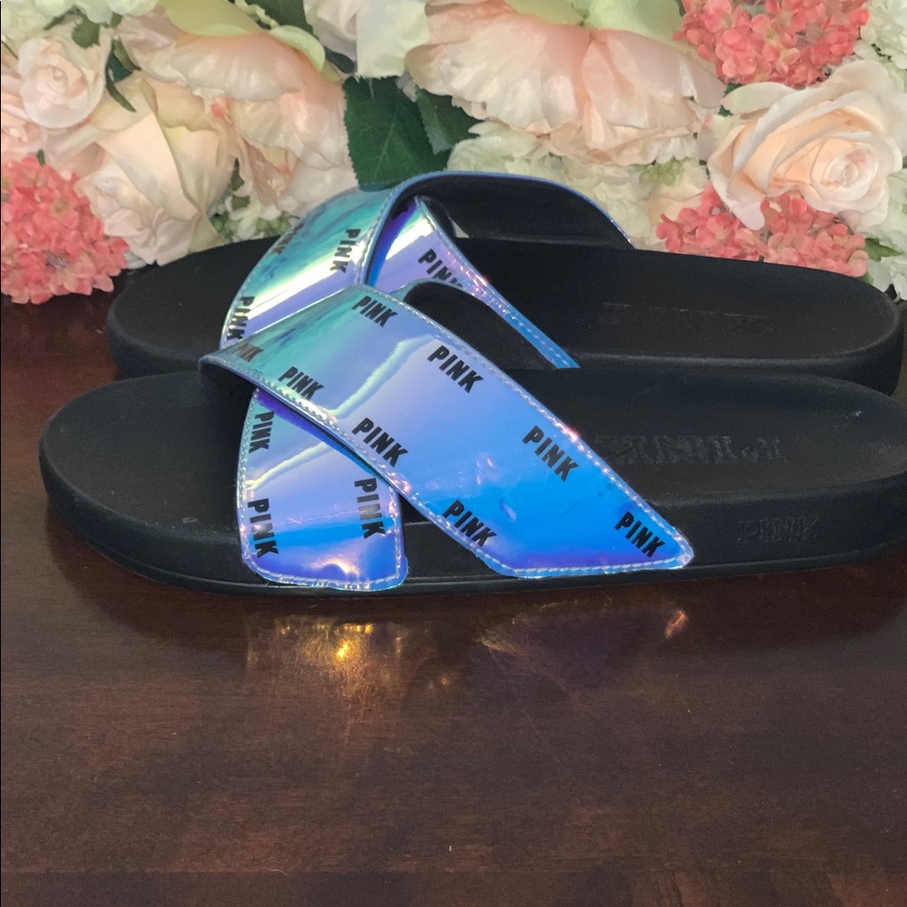 PINK SLIDES, holographic  size L 9/10